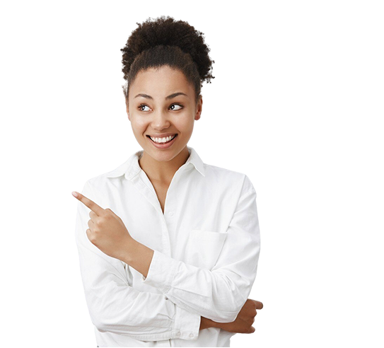 Woman pointing to statistics